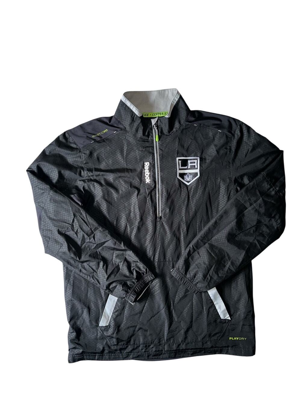 Reebok Los Angeles Kings Half Zip Jacket Medium Center Ice Collection NHL Black